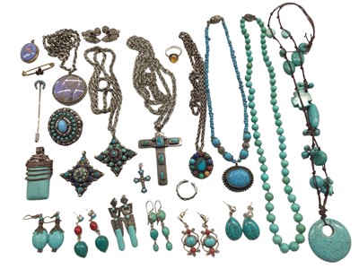 Lot 1005 - Collection of silver and turquoise jewellery, together with various other vintage costume jewellery and bijouterie