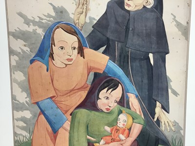 Lot 20 - Fay Pomerance (1912-2001) watercolour - ‘The Homeless’, signed, 54cm x 38cm, unframed