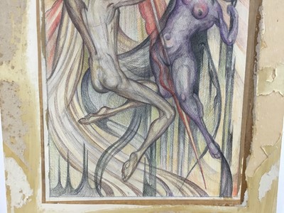 Lot 21 - Fay Pomerance (1912-2001) pastel - ‘Adam With Eve, The Beginning’, 48cm x 32cm, unframed