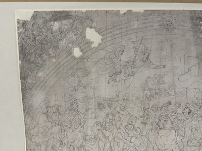 Lot 32 - Italian School, proabably 17th century, pencil sketch for a mural, 25 x 38cm, mounted but unframed