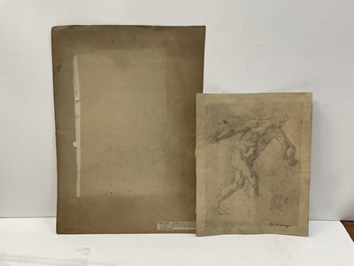 Lot 39 - Manner of Michaelangelo Merisi de Caravaggio (1571-1610), pencil, figure study, 23 x 17cm, with inscription - 'Mich de Caravaggio', collectors stamp for Dr Frazer of Dublin (Dr William Frazer, 1824...