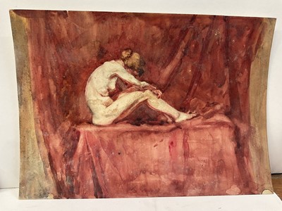 Lot 41 - Slade School, early 20th century, two watercolour figure studies, the largest 20 x 27cm