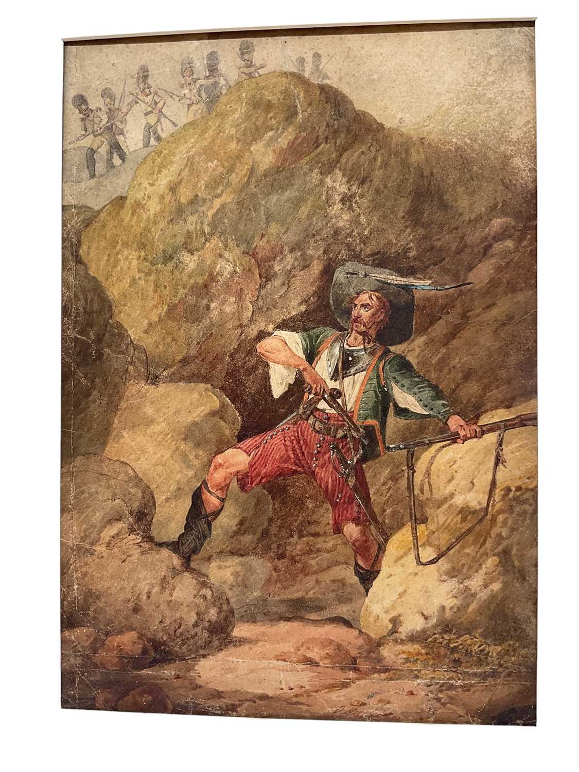 Lot 45 - Daniel Maclise (1806-1870) watercolour - Tbe rebel, signed and indistinctly dated, 37 x 27cm, mounted but unframed