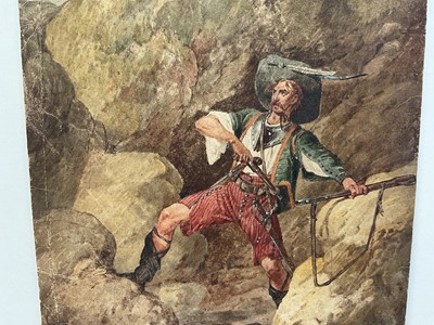 Lot 45 - Daniel Maclise (1806-1870) watercolour - Tbe rebel, signed and indistinctly dated, 37 x 27cm, mounted but unframed