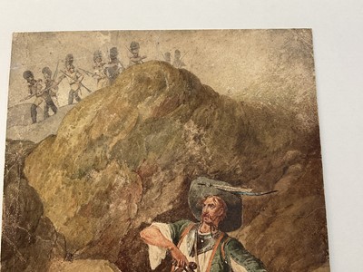 Lot 45 - Daniel Maclise (1806-1870) watercolour - Tbe rebel, signed and indistinctly dated, 37 x 27cm, mounted but unframed