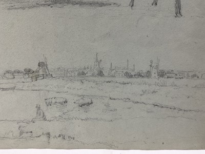 Lot 46 - Norwich School, pencil sketches of Broadland scenes, 26 x 36cm, inscribed verso 'N Baker, Chilton Croft, Sudbury'