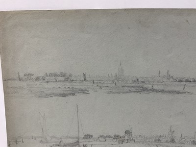 Lot 46 - Norwich School, pencil sketches of Broadland scenes, 26 x 36cm, inscribed verso 'N Baker, Chilton Croft, Sudbury'