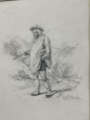 Lot 51 - James Duffield Harding (1797-1863) pencil, the sportsman, signed, 29 x 20cm, mounted