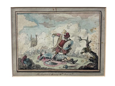 Lot 133 - Attributed to Nathaniel Dance (1735-1811) , watercolour - Shakespear's Henry 4th act 5th, 12 x 17cm, mounted