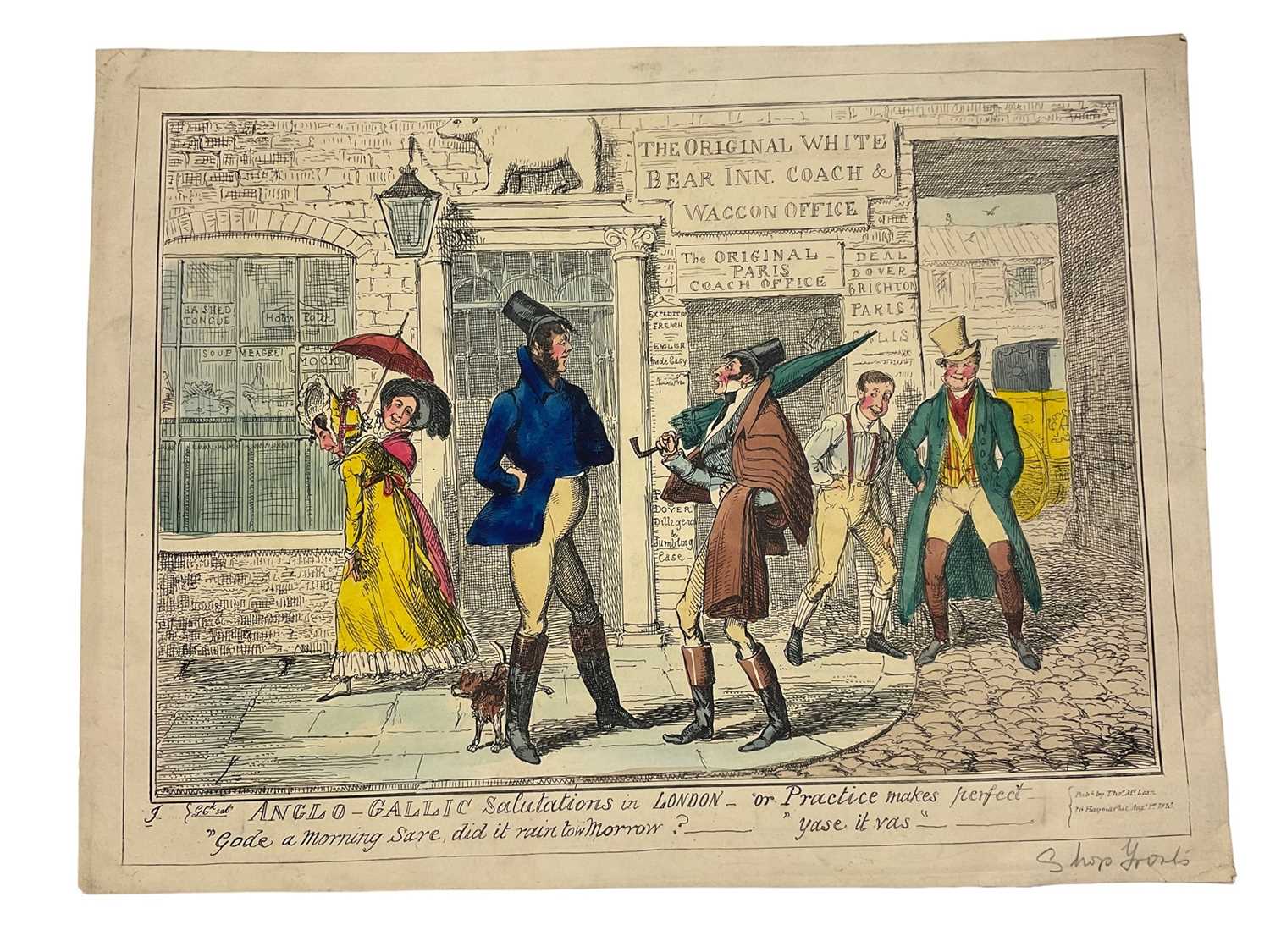 Lot 72 - Collection of five 19th century hand coloured satirical prints by Richard Dighton and others