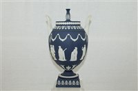 Lot 2132 - Wedgwood Jasper ware navy blue and white...