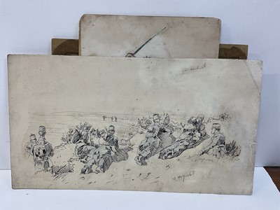 Lot 75 - English School, late 19th century watercolour - Egyptian Patriots Defending Alexandria During The Bombardment By The British Mediterranean Fleet In 1882, illustration published in Famous Men And Gr...