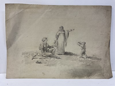 Lot 79 - English School, late 18th century, watercolour - Title page, inscribed AM Owen, 1796, 13 x 12cm, and small group of 18th / 19th century works on paper
