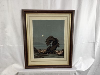 Lot 80 - Sylvan G Boxsius, woodcut print - Evening Afterglow, 1932, 34cm x 27cm, framed