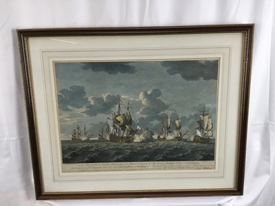 Lot 79 - 18th Century marine engraving, Merchant and war ships March 1757, by P. C Canot after R Paton, pub. London R Willock, 36cm x 49cm in glazed frame