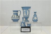 Lot 2135 - Group of blue Wedgwood Jasper ware - including...