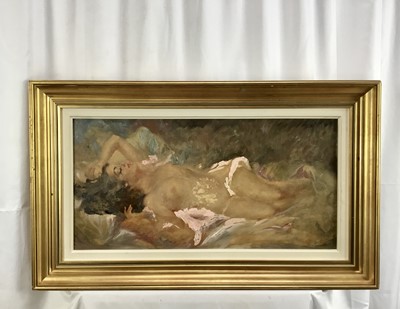 Lot 60 - Julian Ritter (1909-2000) American - Model Study number 1, signed and inscribed, 30cm x 60cm, in gilt frame