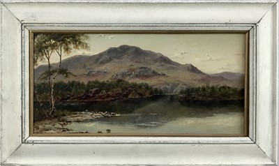 Lot 118 - Probably W. Mathieson, 19th century oil on canvas, Highland scene, monogrammed, dated (18) '90?, relined, 23cm x 48.5cm, framed