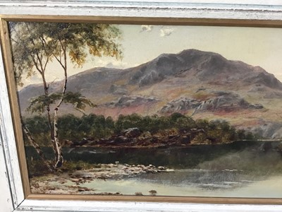 Lot 62 - Probably W. Mathieson, 19th century oil on canvas, Highland scene, monogrammed, dated (18) '90?, relined, 23cm x 48.5cm, framed