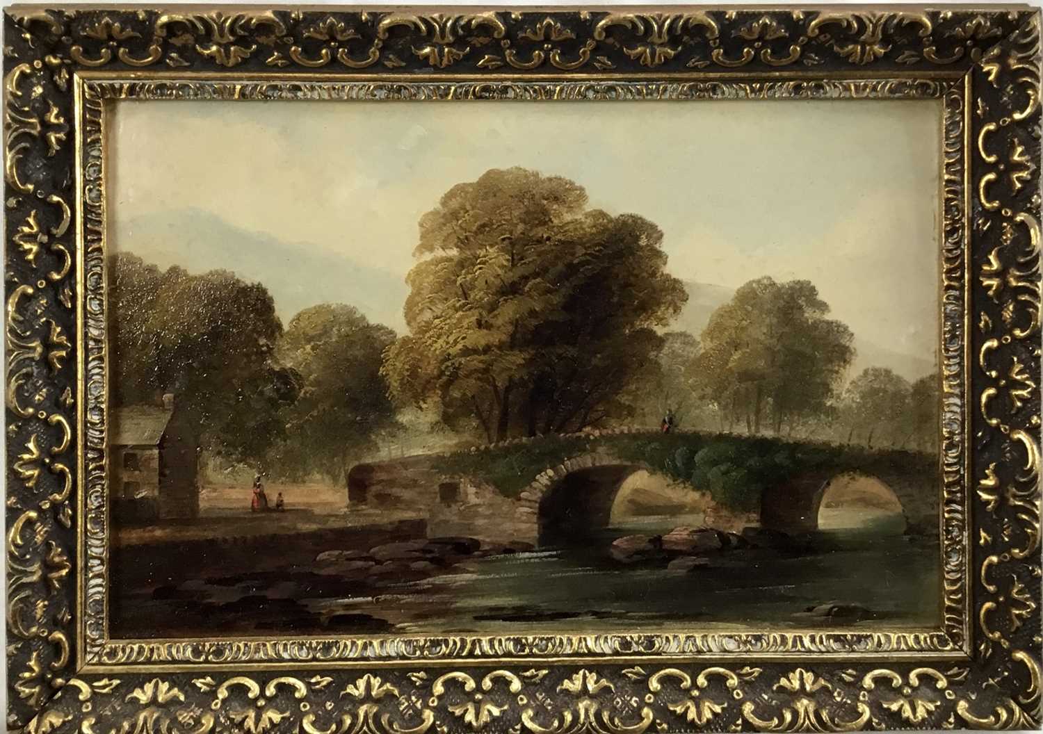 Lot 53 - English School, oil on board, Beddgelert Wales, 14cm x 21cm, in gilt frame