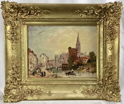 Lot 52 - Isaac Henzell (1823-1876) - City Scene, signed, 19.5cm x 25.5cm, in gilt frame