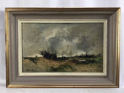 Lot 55 - Charles Eyles (1851-1930) oil on board - Windy Day, signed and dated 1902, 15cm x 25cm, framed