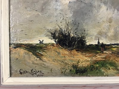 Lot 55 - Charles Eyles (1851-1930) oil on board - Windy Day, signed and dated 1902, 15cm x 25cm, framed