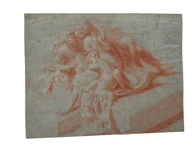Lot 87 - 18th century Continental school, red chalk, study for a mural, 25 x 31cm, together with another 18th century sketch of figures