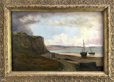 Lot 205 - William George Shrubsole RCA (1856-1889) - North Wales Estuary, signed, 51cm x 76cm, in gilt frame