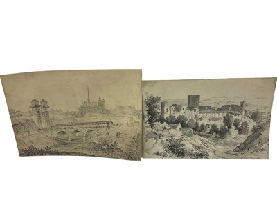 Lot 91 - Alfred Sola (19th century) pencil, view of Richmond castle, signed and dated 1828 verso, 16 x 23cm, together with a similar pencil sketch. (2)