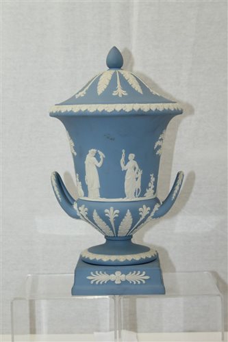 Lot 2138 - Wedgwood Jasper ware blue and white...