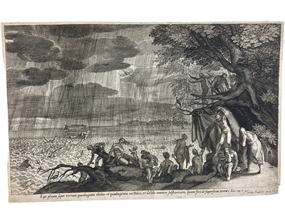 Lot 96 - Good group of prints, including Cornelius Varley soft ground etching, image 18 x 29cm, lithograph after Ingres, etching after Van der Wyngaerde (1614-1679) two after Salvator Rosa, two others. (7)