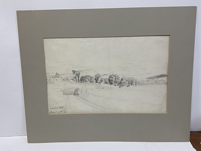 Lot 100 - Attributed to Cornelius Varley (1781-1873) pencil sketch - Market Hill, Ireland, signed and dated 1808, 23 x 36cm