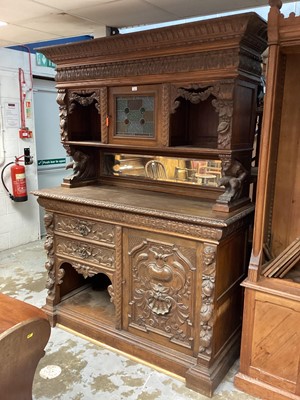 Lot 1222 - Late 19th century Belgian ornate carved oak buffet