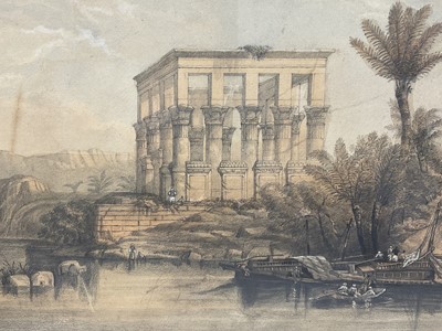 Lot 108 - Manner of David Roberts, pencil and wash, Temple on the Nile, 36 x 49cm