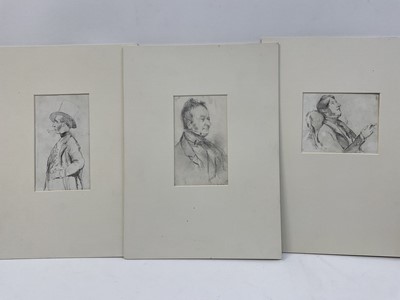 Lot 112 - Group of 19th century pencil portrait studies on paper