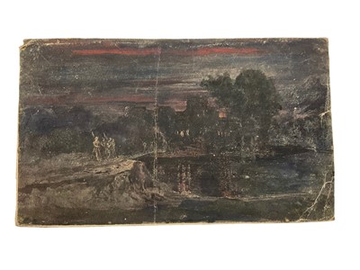 Lot 119 - Manner of John Martin (1789-1864) watercolour - Figures at dusk