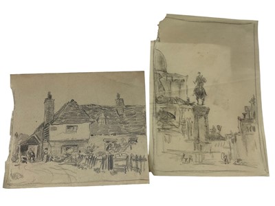 Lot 82 - Two pencil sketches in the manner of Whistler and a group of other works on paper