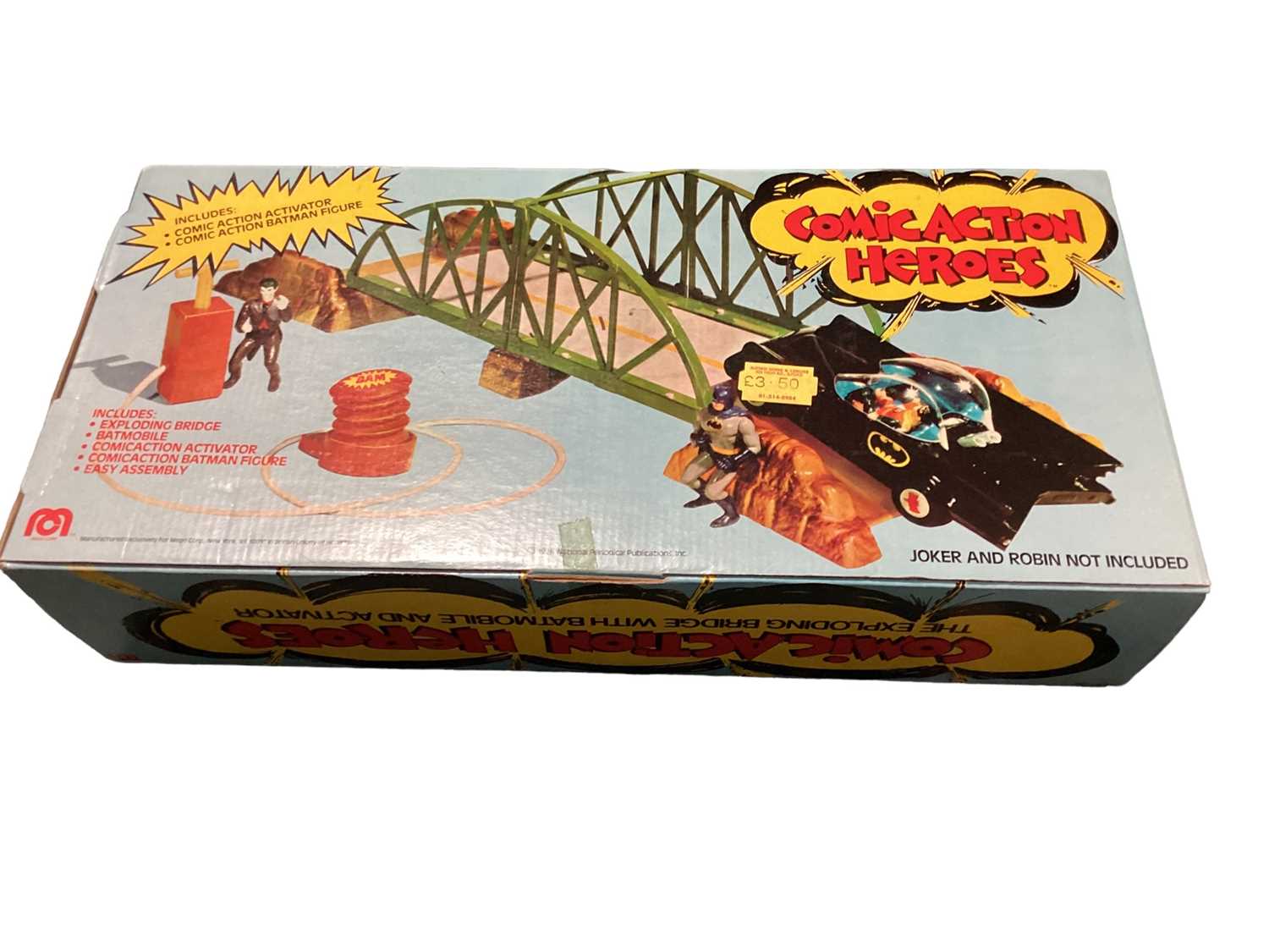 Lot 246 - Mego Corps c1976 Comic Action Heroes The Exploding Bridge with Batmobile, Activator & Batman Figure, boxed with original packaging & instruction sheet (1)