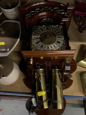 Lot 27 - Queen Mary Christmas 1914 box, patent brass lamp, wall clocks and other items