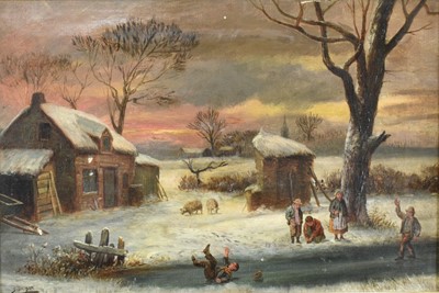 Lot 1198 - Septamus Dawson (1851-1914) oil on canvas - Winter Landscape, signed, 31cm x 46cm, in gilt frame