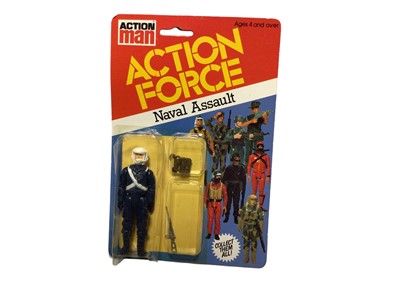 Lot 73 - Palitoy Action Man Action Force Series 1 Naval Assault with 3 3/4" action figure and accessories, on punched card with blister pack (1)