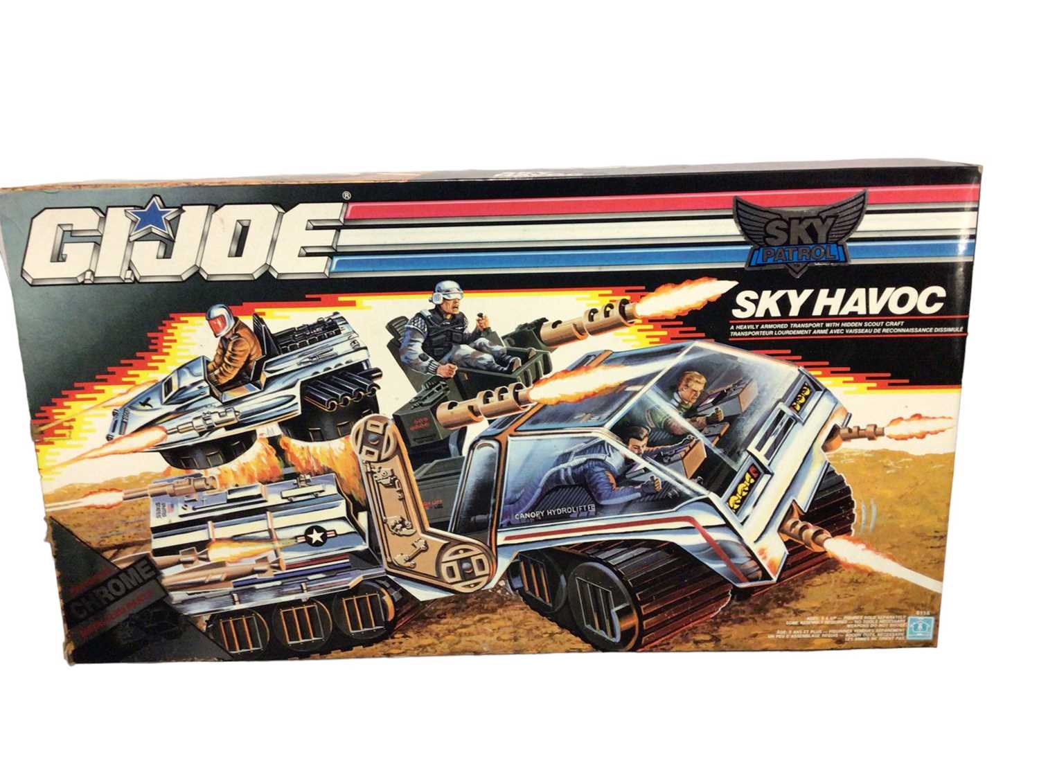 Lot 100 - Hasbro G I Joe Sky Patrol 1990 Sky Havoc Heavily Armoured Transport with hidden Scout Craft, boxed No.6116 (1)