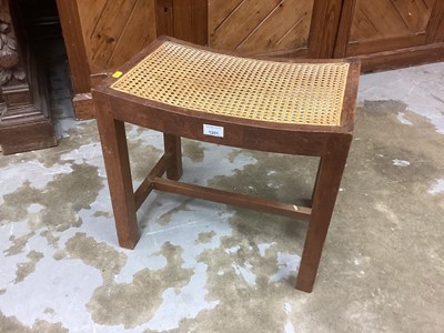 Lot 1201 - 1920s teak dressing stool with caned top retailed by the Army & Navy Stores Calcutta