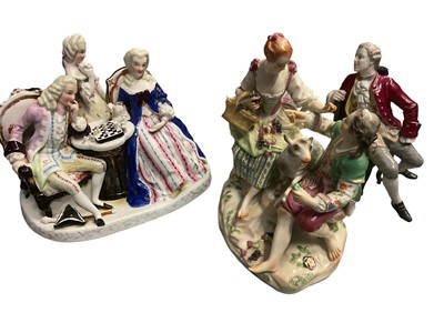 Lot 32 - Meissen style figures group and two others