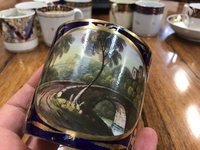 Lot 58 - Derby coffee can, painted with a named view ‘Near Glasgow’, and other Derby coffee cans