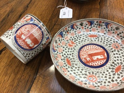 Lot 59 - Keeling coffee can and saucer, with the ‘Crazy Cow’ pattern, and other coffee cans and saucers