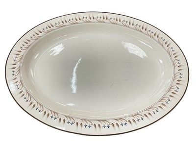 Lot 91 - Wedgwood creamware large oval meat dish, with wheatear and flower painted border, circa 1800