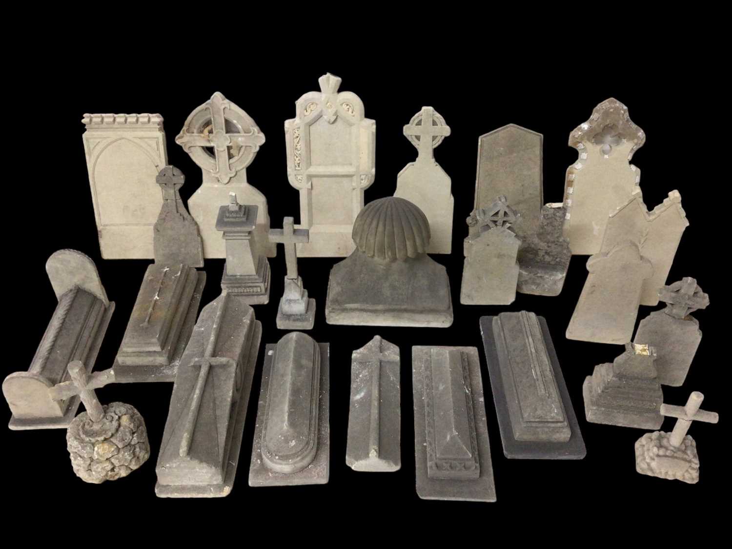 Lot 907 - Highly unusual large collection of stone models of gravestones