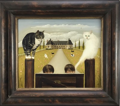 Lot 109 - English School. Contemporary, oil on canvas, Country house, signed with initials, 37cm x 44cm, framed